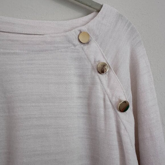 Ann Taylor LOFT Button Trim Long Sleeve Knit Top, Cream, Size Medium - Picture 8 of 8